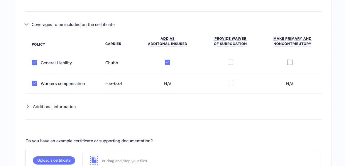 Embroker's Certificates of Insurance (COI) Solution