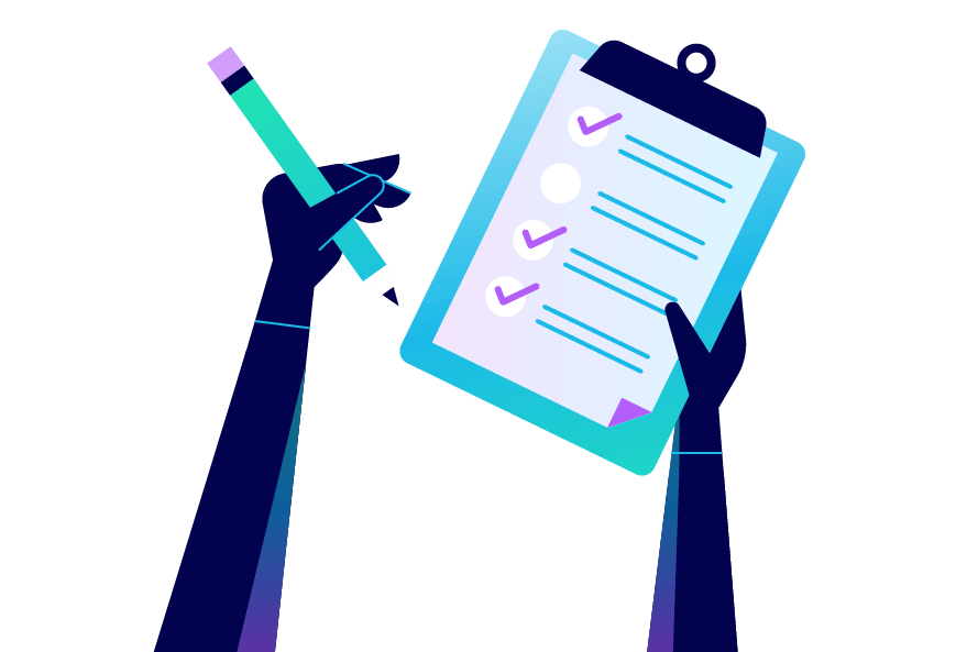 A person holding a clipboard with a checklist. Illustration.