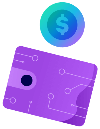 A wallet and a coin. Illustration.